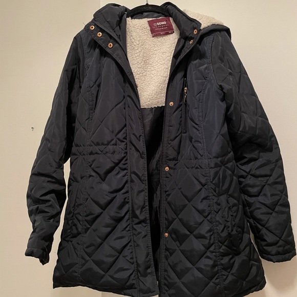 Ci Sono Navy Jacket with Faux Fur Lining - Small - Picture 2 of 3